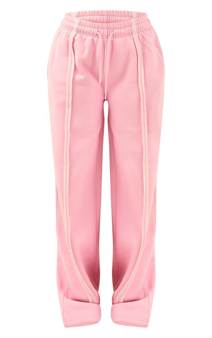 Light Pink Oversized Wide Leg Seam Detail Sweatpants Product Image