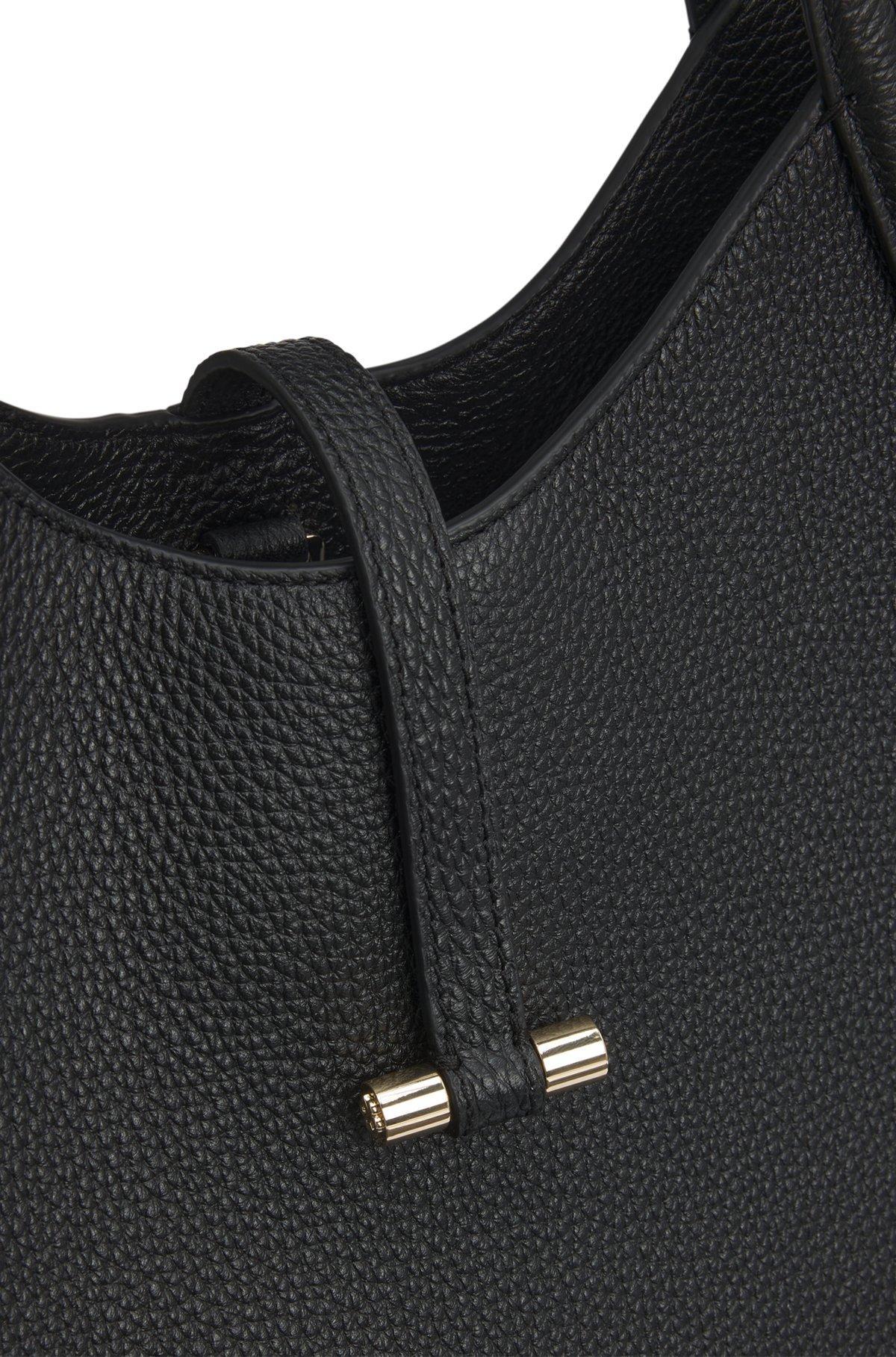 BOSS - Pebbled-leather tote bag with golden hardware - Black Product Image