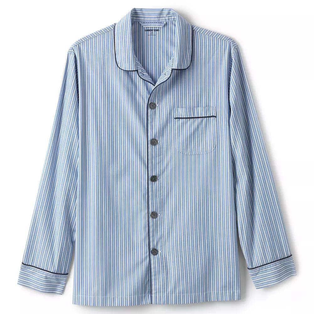 Big & Tall Lands' End Broadcloth Pajama Sleep Shirt, Men's, Size: 2XB, Mariner Blue Stripe Product Image