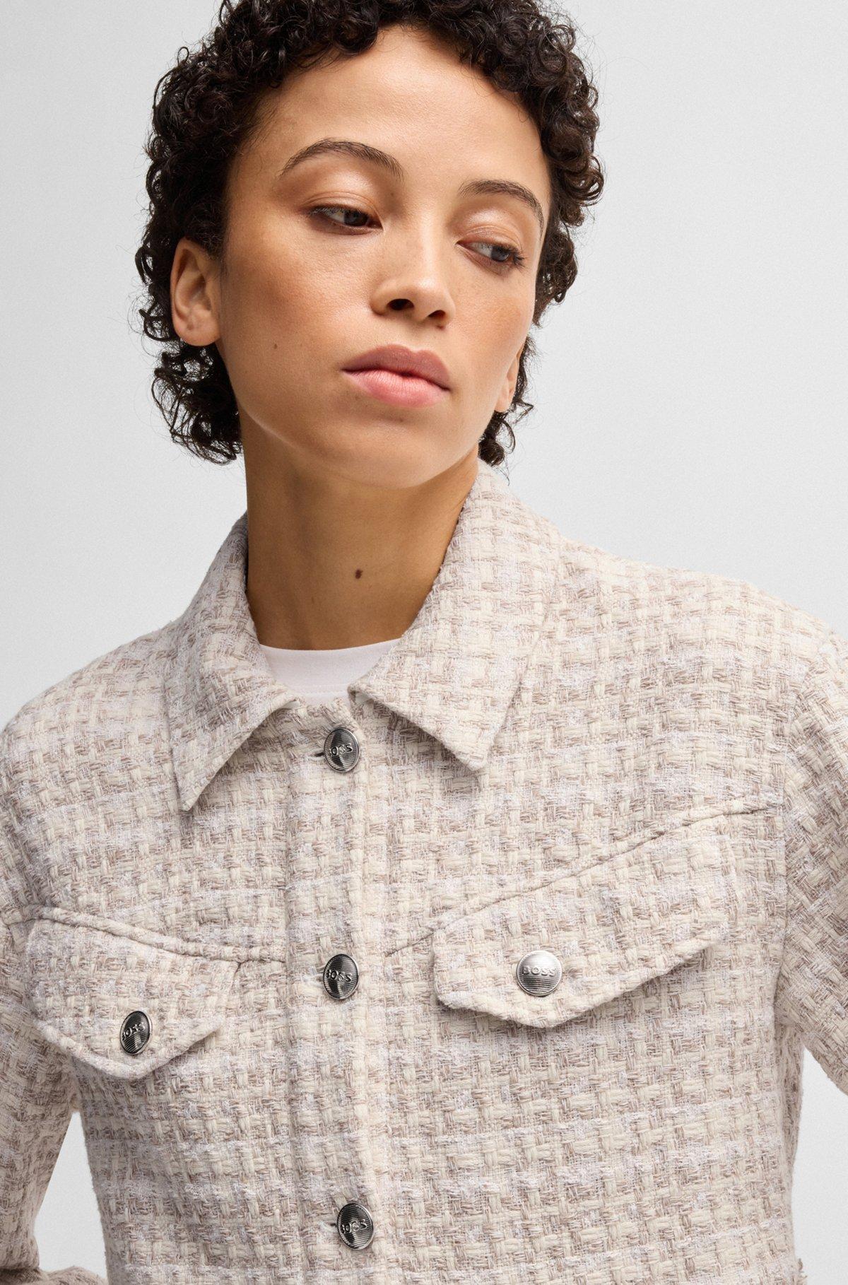 Cropped tweed jacket with metallic buttons Product Image