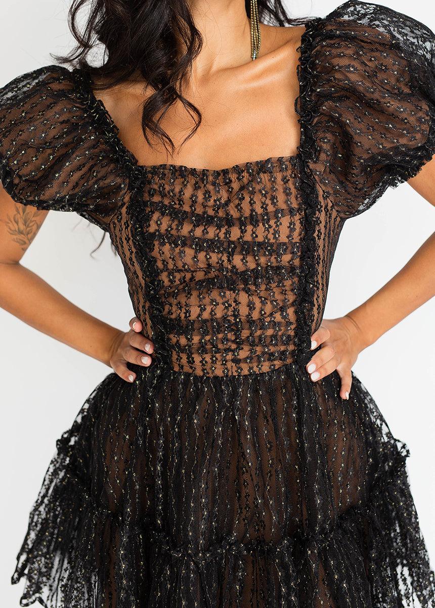 Perla Dress in Black Gold Female Product Image