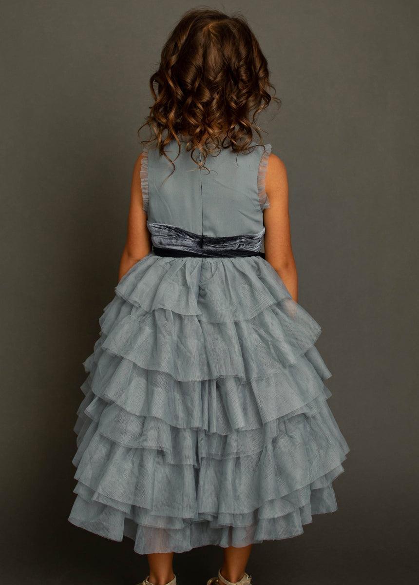 Geneva Petticoat Dress in Dusty Blue Girls Product Image