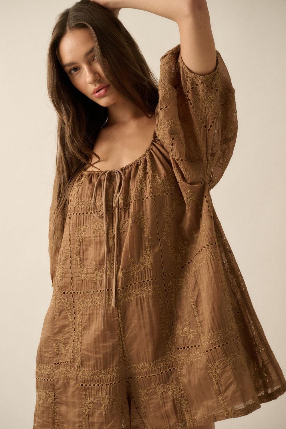 Eyelet Loose Fit Romper Product Image