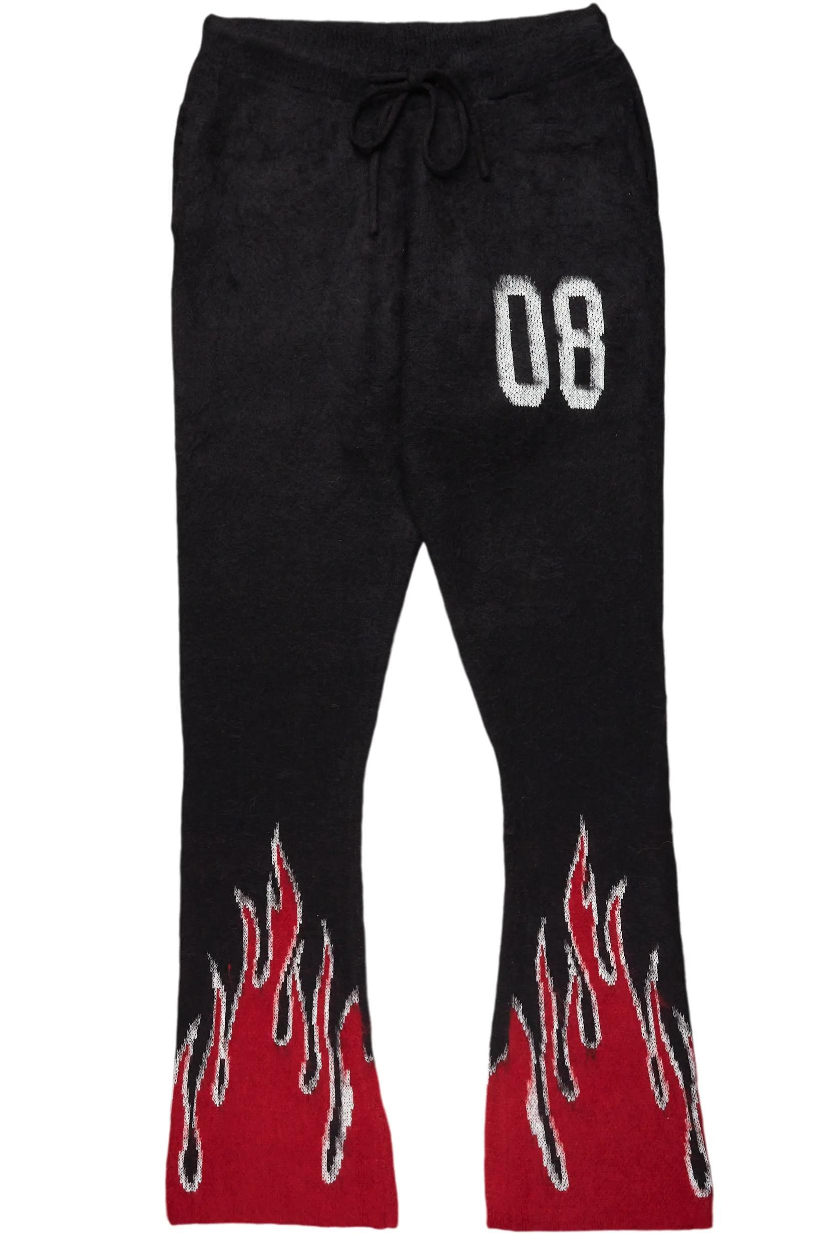 Holger Black/Red Graphic Stacked Flare Mohair Track Pant Male Product Image