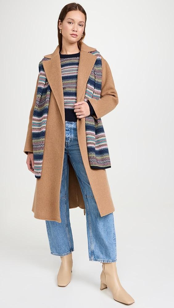 White + Warren Cashmere Striped Multi Check Sweatshirt | Shopbop Product Image