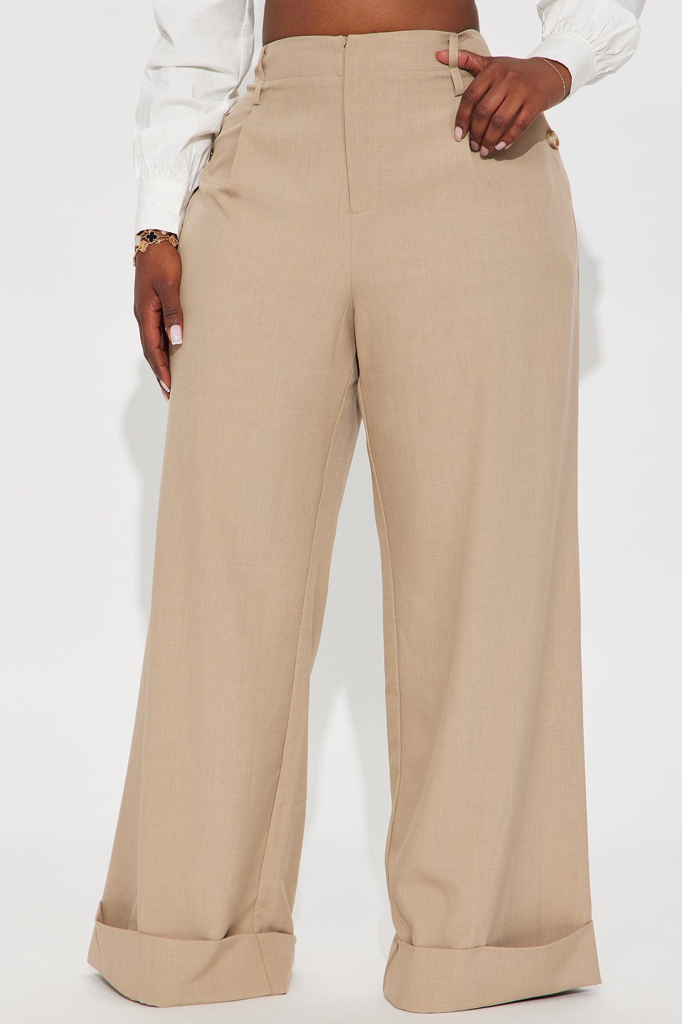 Kiah Cuffed Wide Leg Trouser - Tan Product Image