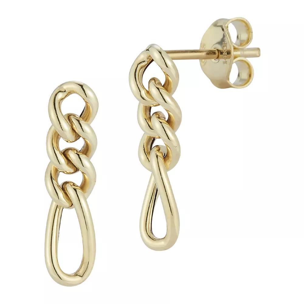 LUMINOR GOLD 14k Gold Figaro Chain Drop Earrings, Women's, Yellow Product Image