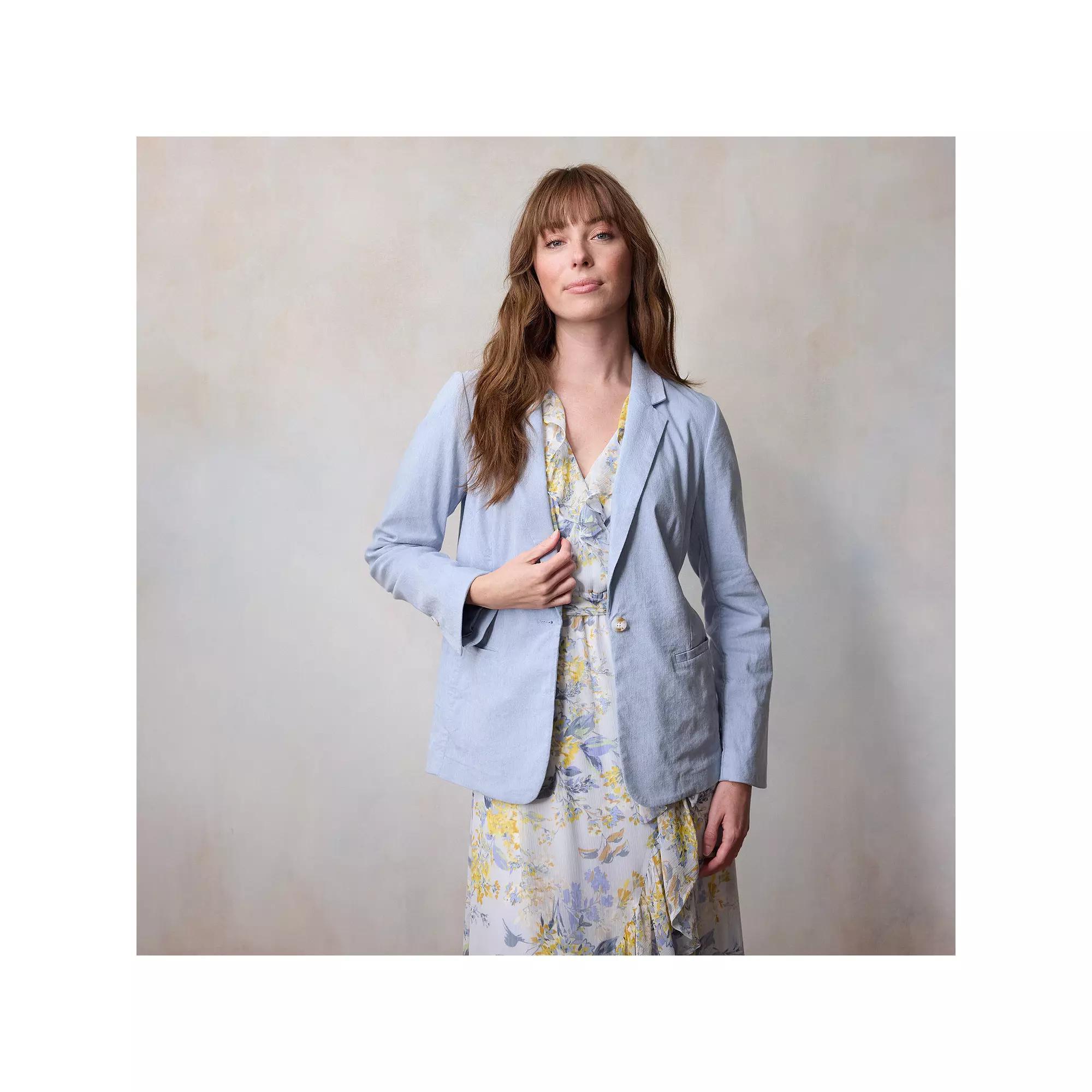 Women's LC Lauren Conrad Notch Collar Blazer, Size: Small, Light Blue Product Image