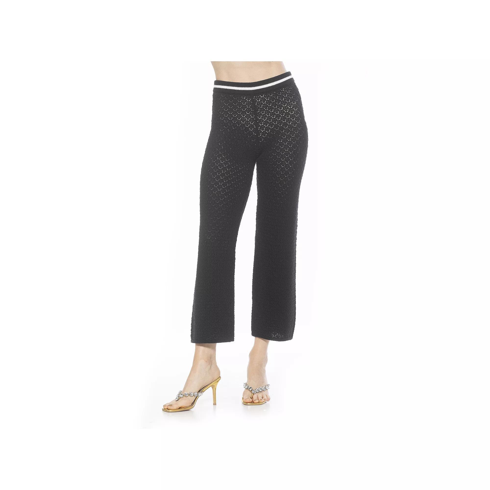 Women's ALEXIA ADMOR Kora Wide Leg Knit Pants, Size: XL, Black Product Image