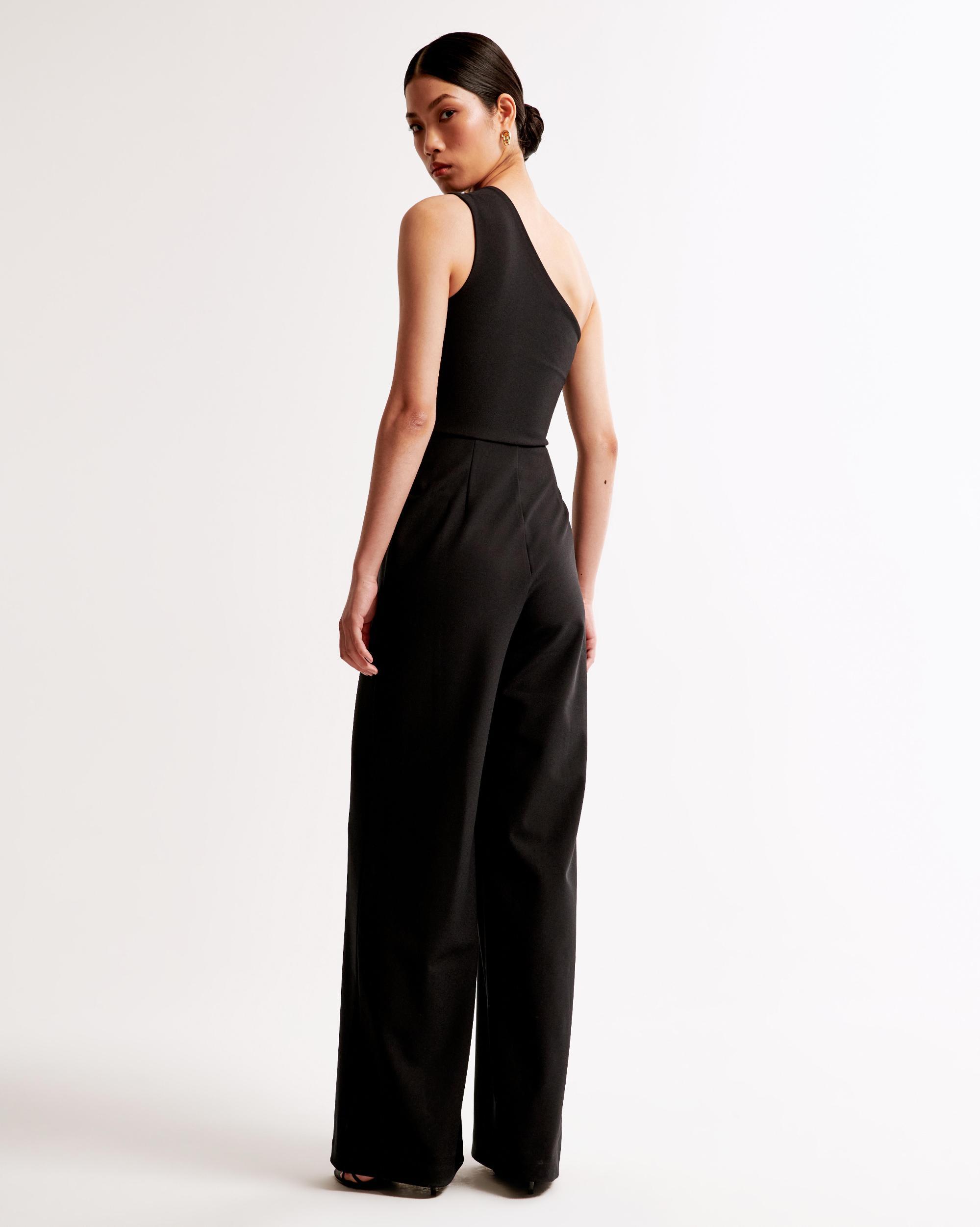 One-Shoulder Crepe Jumpsuit Product Image