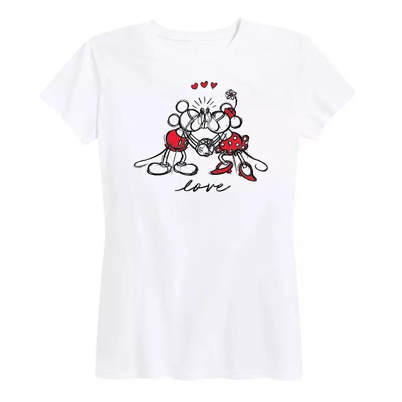 Disney's Mickey & Minnie Mouse Women's Love Sketch Graphic Tee, Size: XL, Grey Gray Product Image