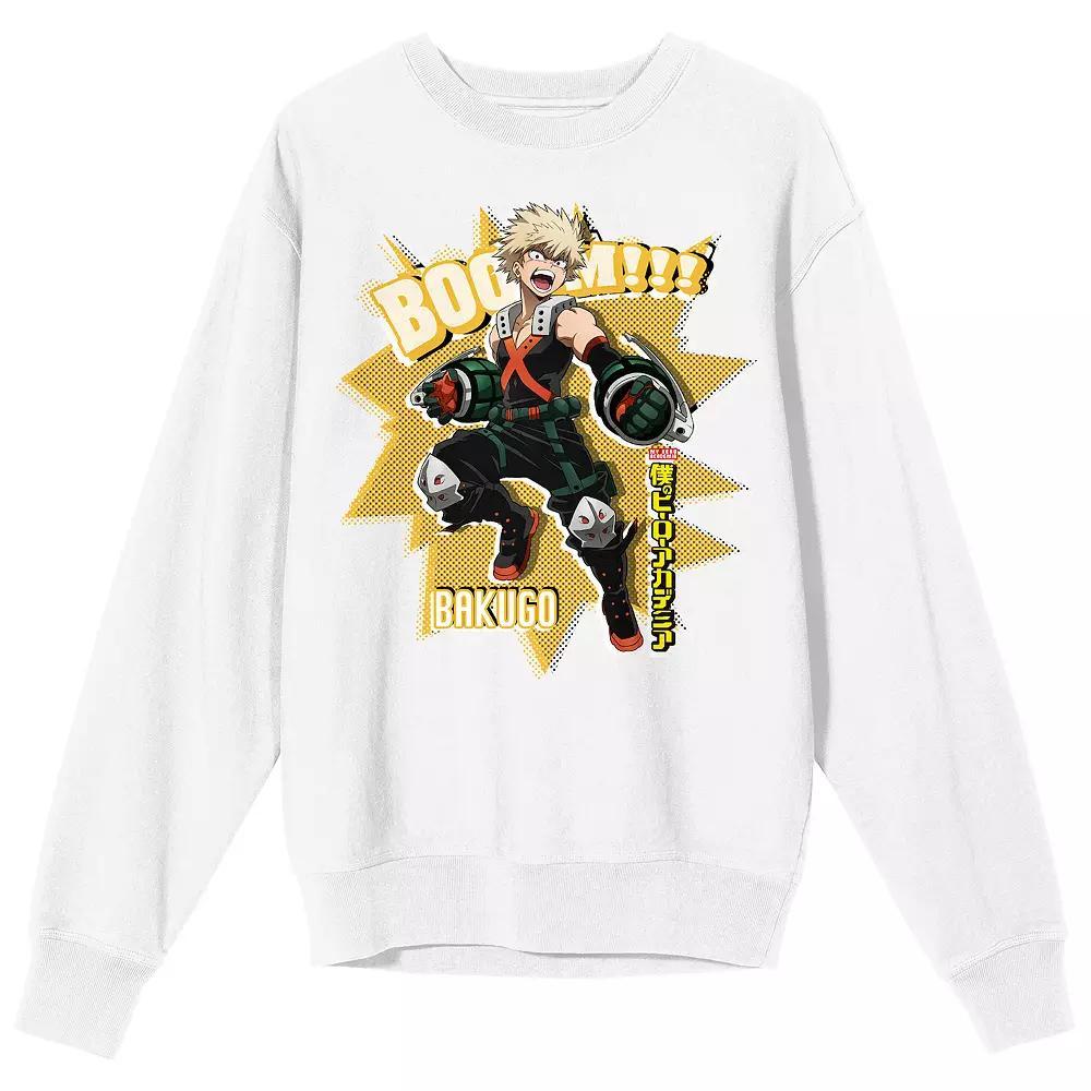 Men's My Hero Academia Bakugo Boom Long Sleeve Graphic Tee, Size: Large, White Product Image