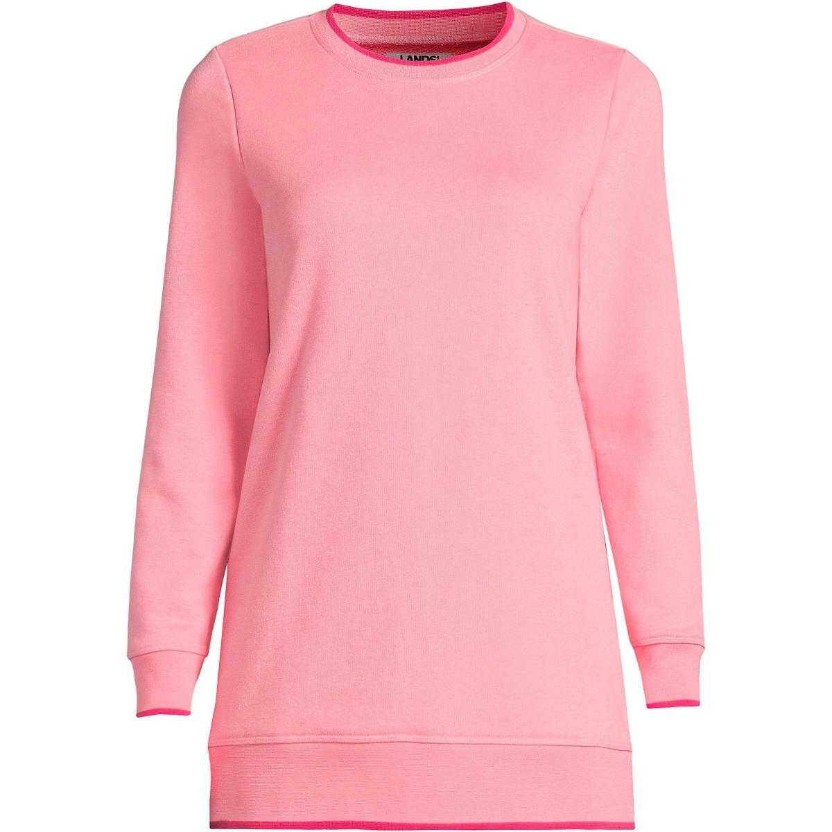 Petite Lands End Serious Sweats Crewneck Sweatshirt Tunic, Womens Gray Flecked Grey Product Image