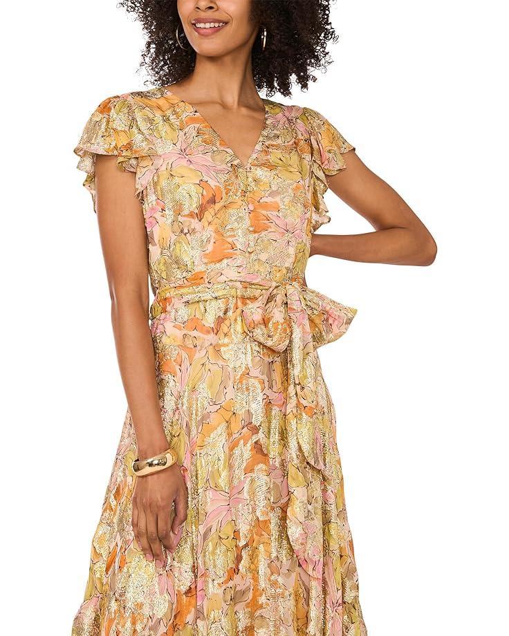 Women's Vince Camuto V Neck Button Down Maxi Dress With Flutter Sleeve Product Image
