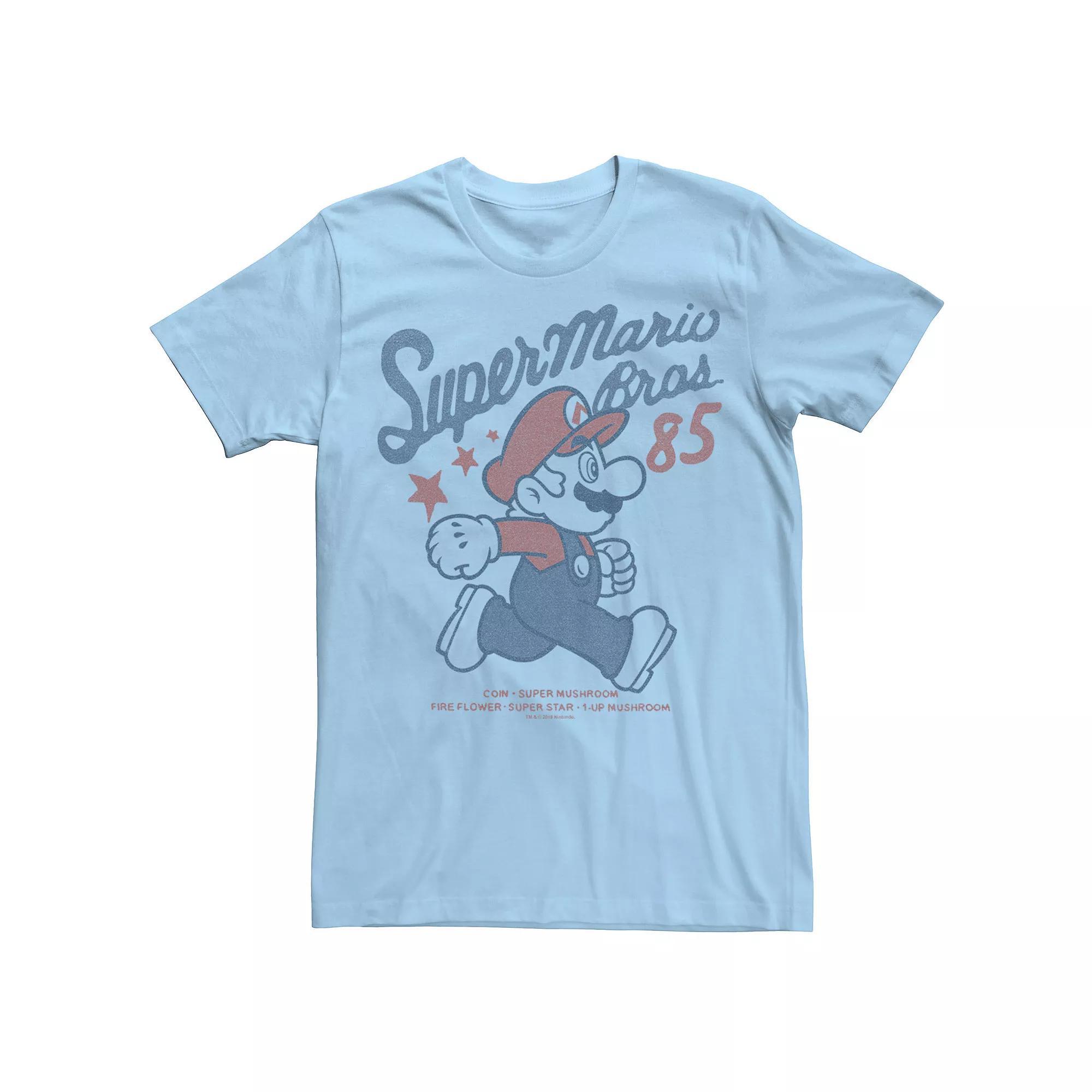 Men's Nintendo Super Mario Bros '85 Vintage Stars Tee, Size: Medium, Light Blue Product Image