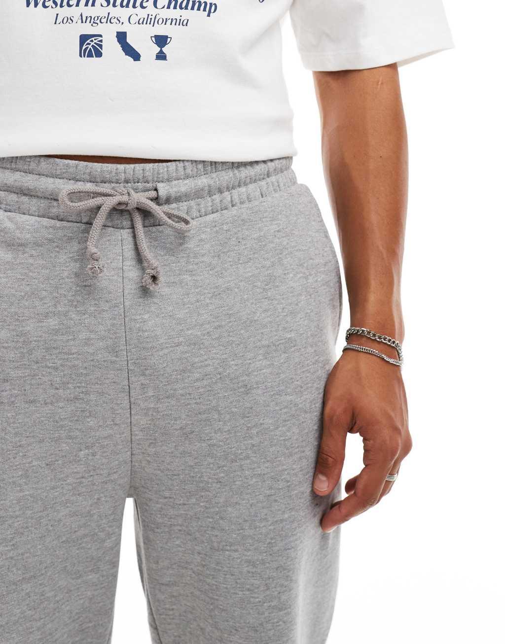 ASOS DESIGN essential straight leg sweatpants in heather gray Product Image