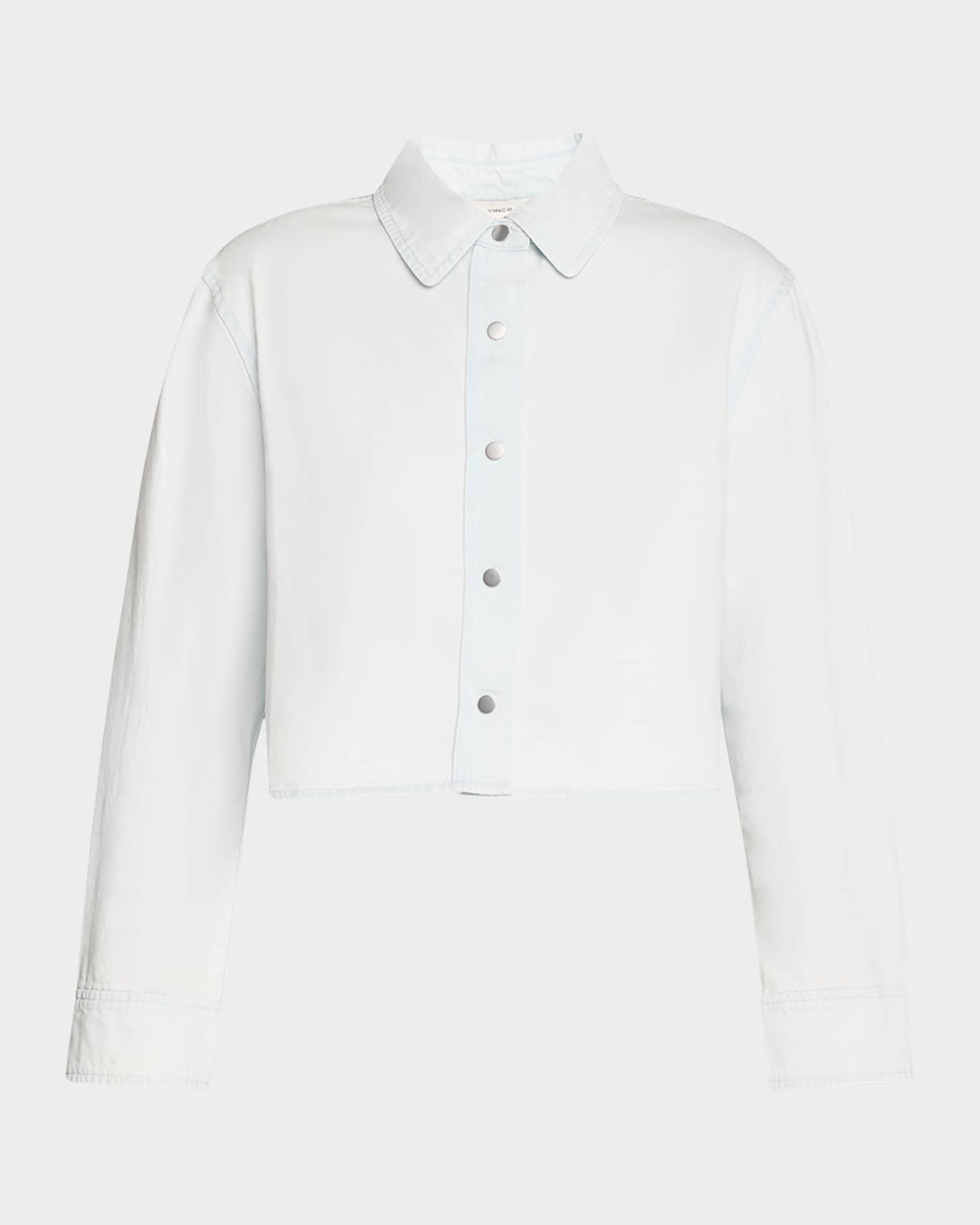 Cotton Twill Cropped Snap-Front Shirt Product Image