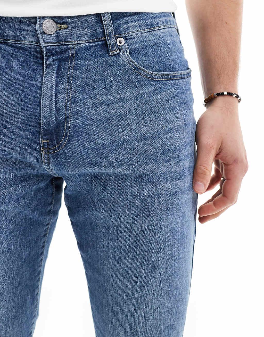 Only & Sons Loom slim fit jeans in mid wash Product Image