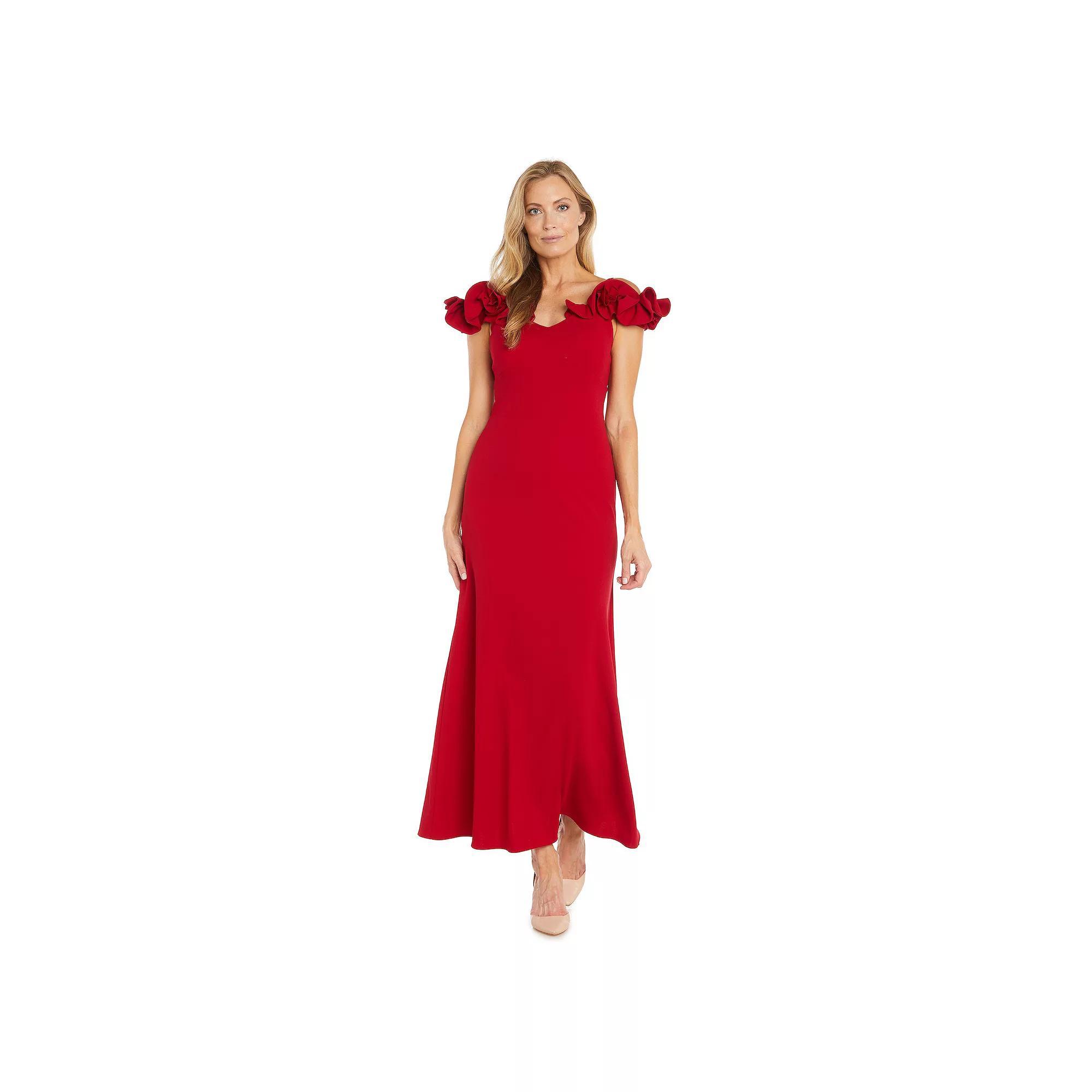Womens R&M Richards Off The Shoulder 3D Flower Stretch Scuba Maxi Dress Product Image