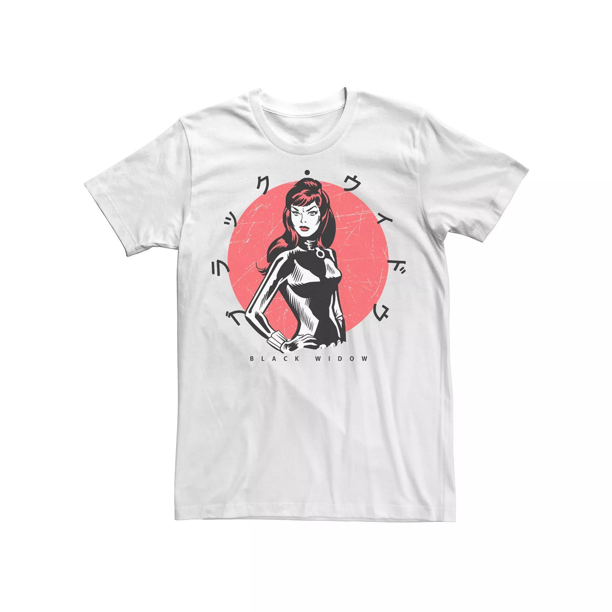 Men's Marvel Black Widow Kanji Portrait Graphic Tee, Size: XL, White Product Image
