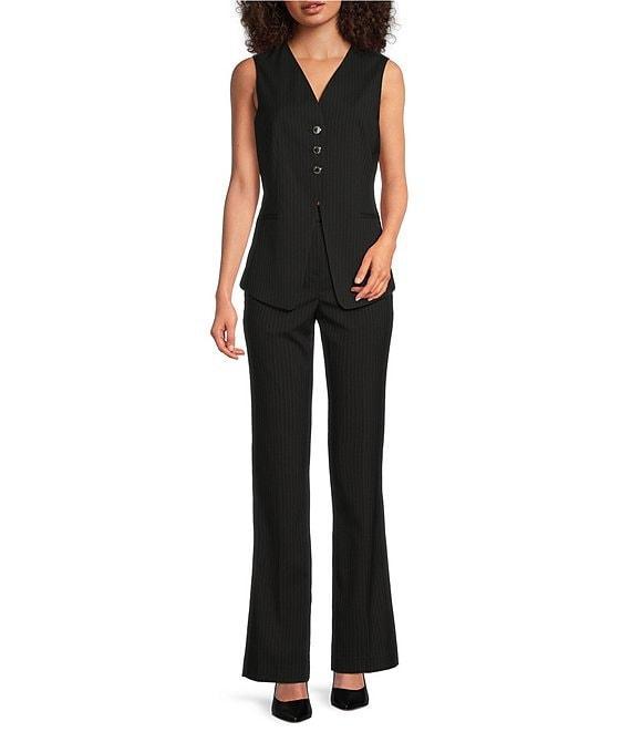 Calvin Klein Pin Stripe Novelty V-Neck Button Front Vest Product Image