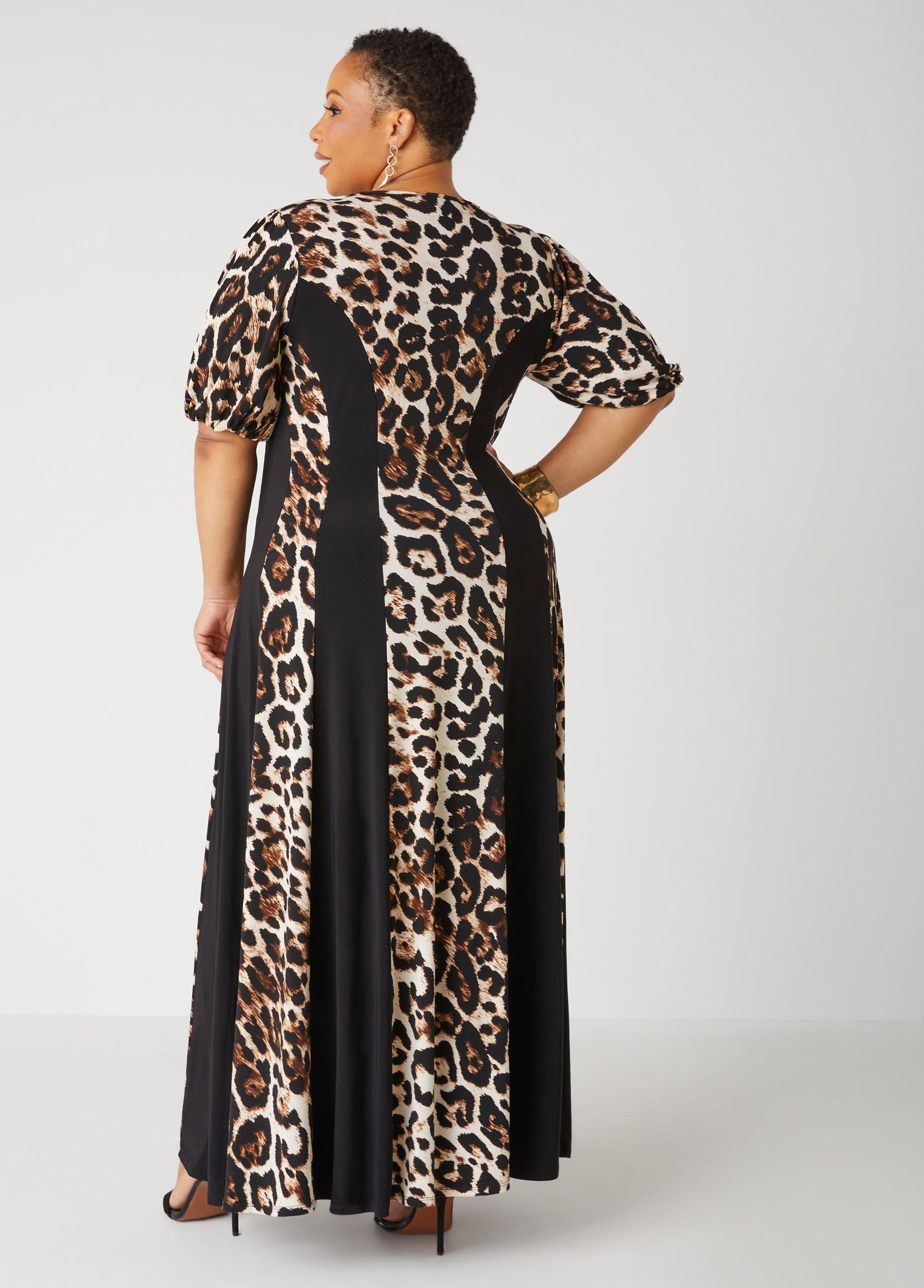 Plus Size Leopard Paneled Maxi Dress Ashley Stewart Product Image