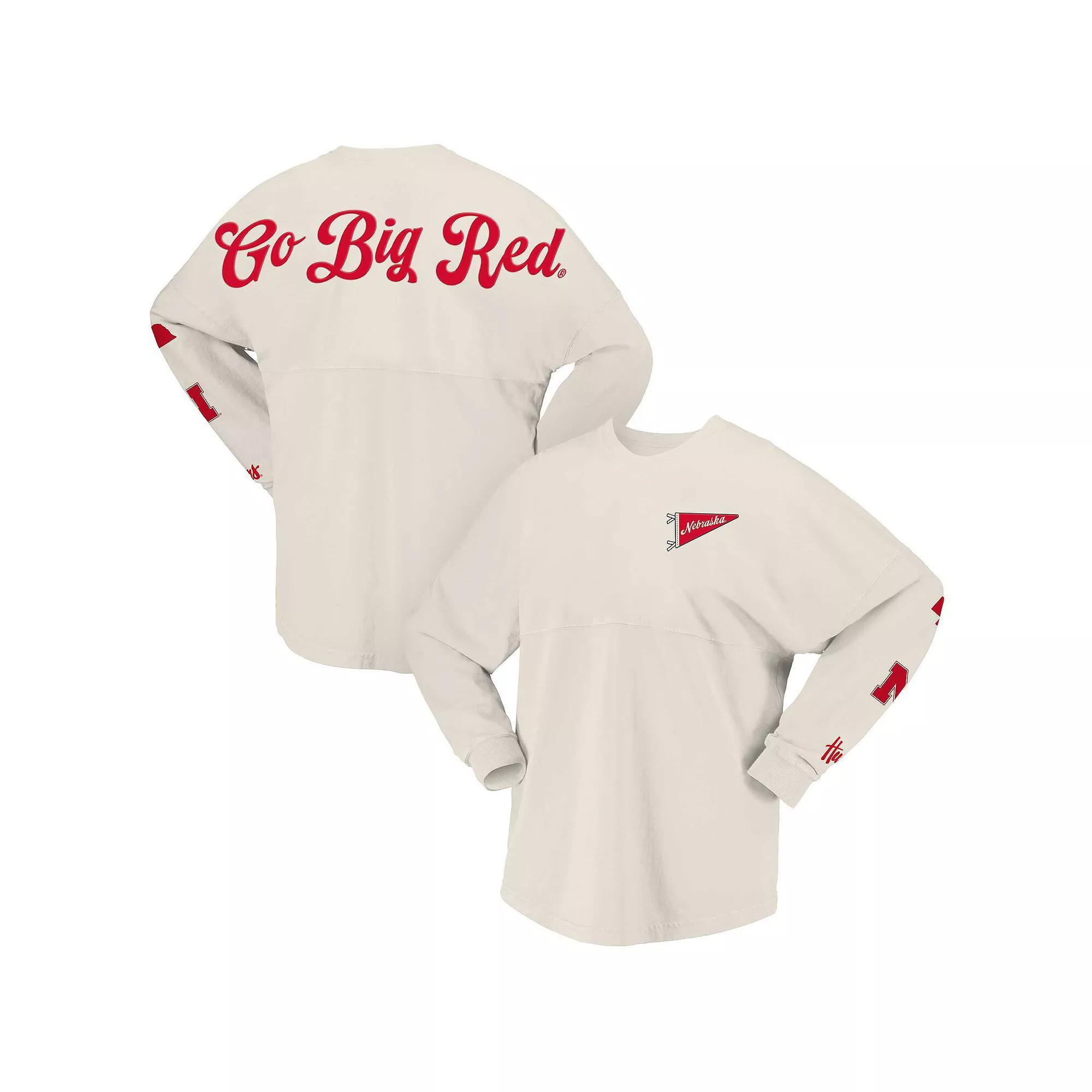 Women's Spirit Jersey Natural Nebraska Huskers Local Long Sleeve T-Shirt, Size: XS, Beige Product Image
