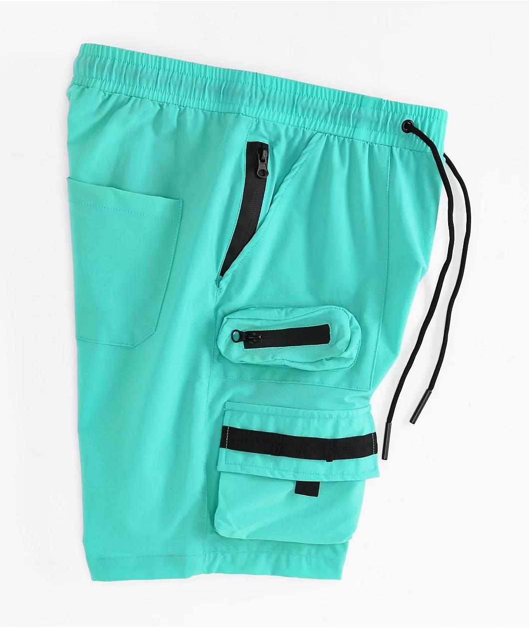 American Stitch Green Nylon Cargo Shorts Product Image