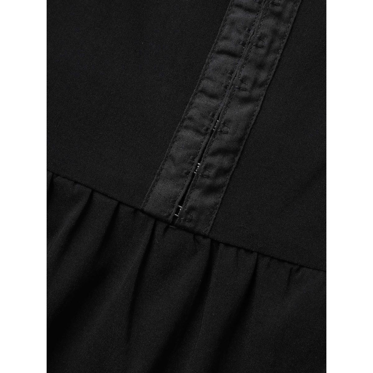 Plus Size Stretch Woven Pleated Flare Vest Midi Dress Black Women At the Office Gathered Square Neck Sleeveless Curvy BloomChic 28/5X Product Image