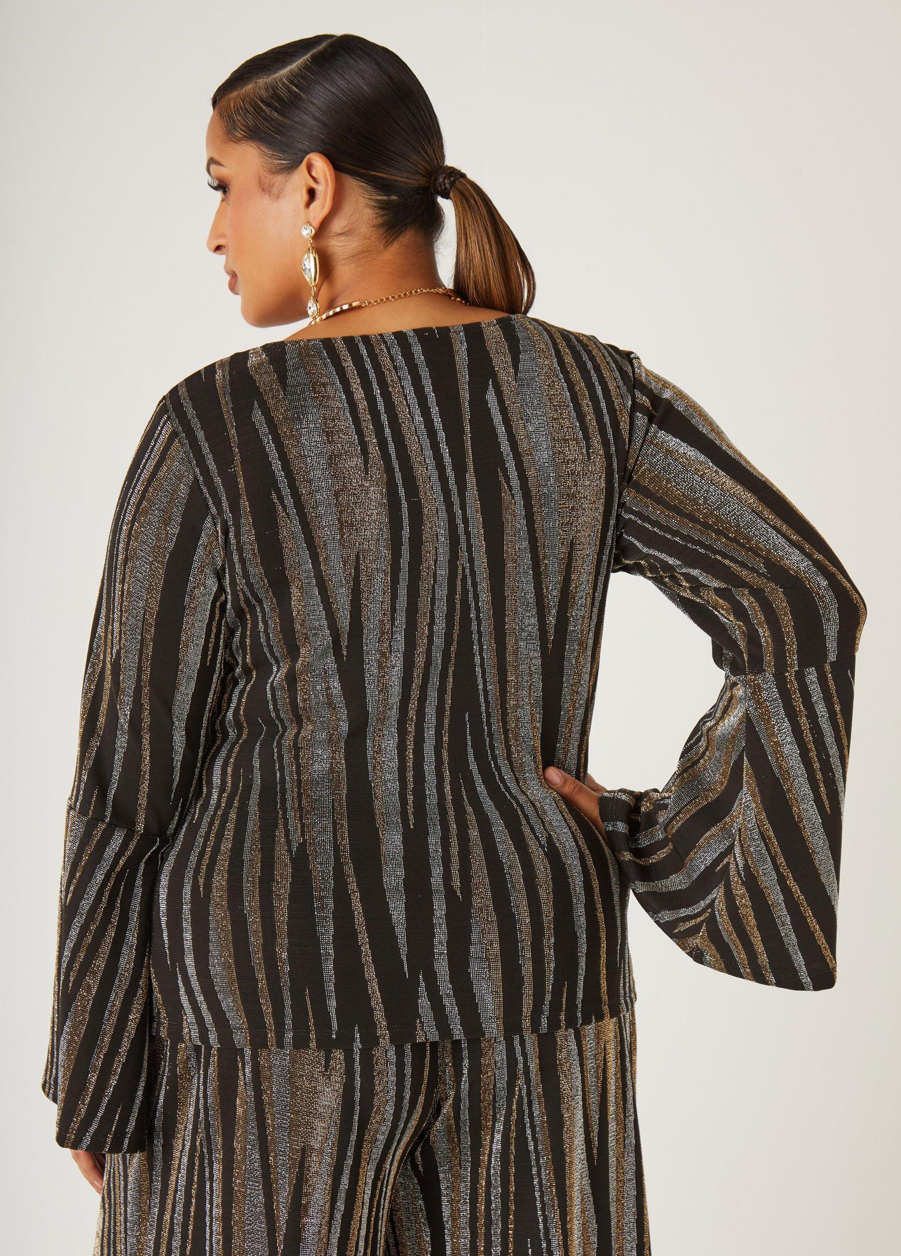 Plus Size Knotted Lurex Knitted Top Ashley Stewart Product Image