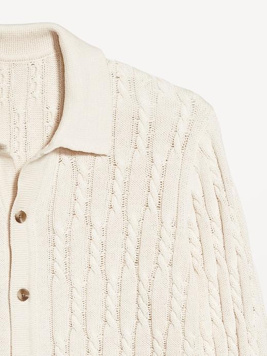 Button-Down Cable-Knit Sweater Product Image