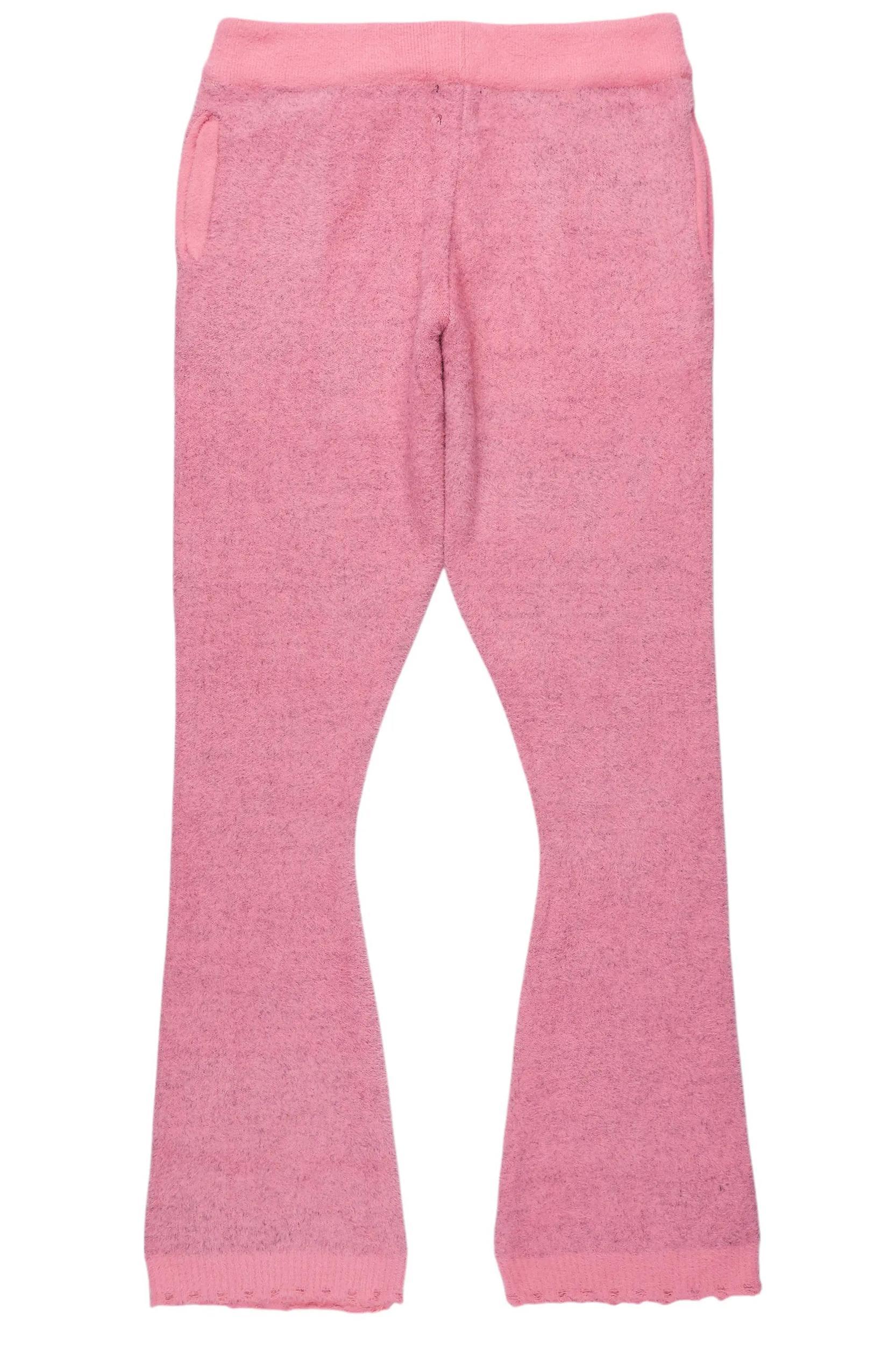 Keve Pink Knitted Mohair Flare Sweat Pant Male Product Image