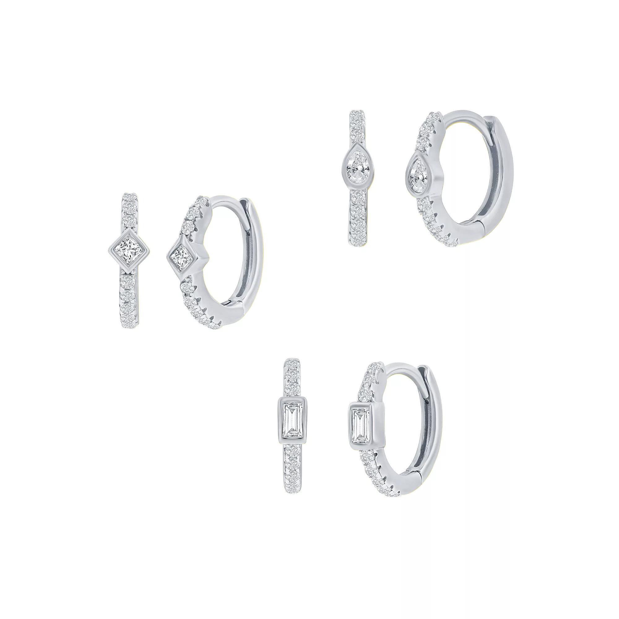 Argento Bella Sterling Silver Pear Shaped Cubic Zirconia Set, Women's Product Image