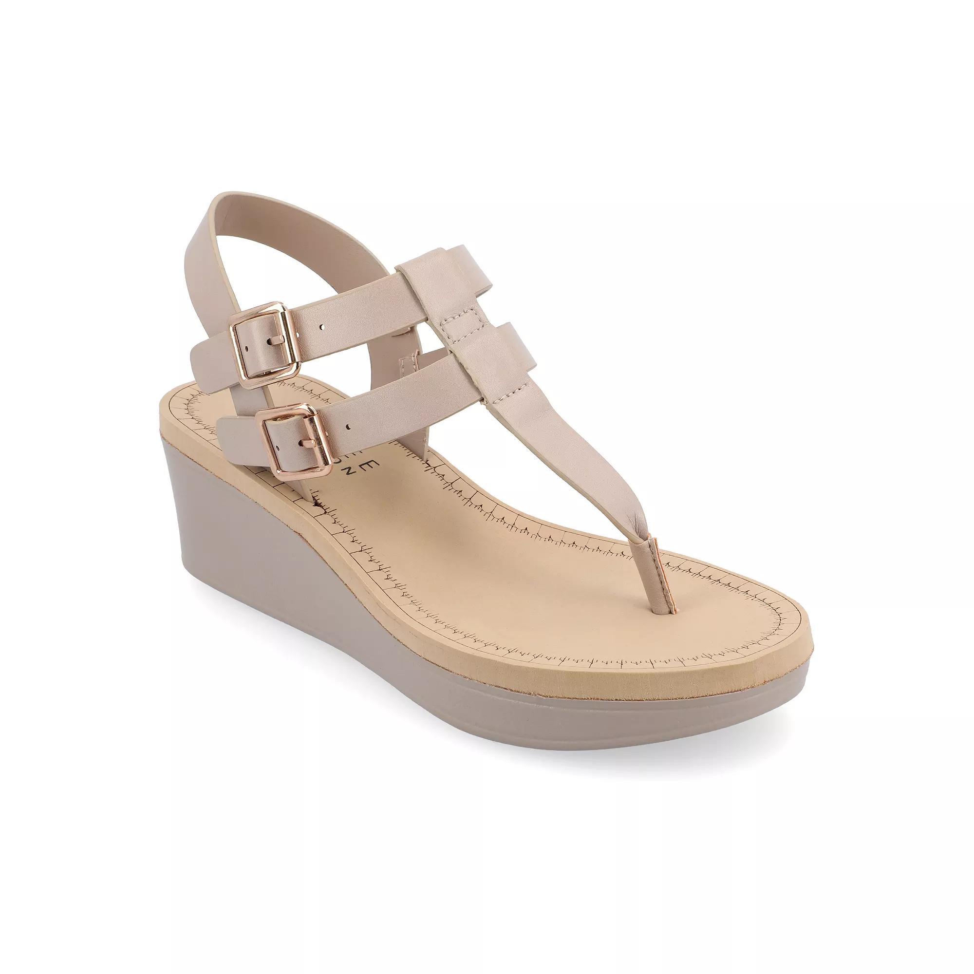 Journee Bianca Women's Wedge Sandals, Size: 9, Brown Product Image
