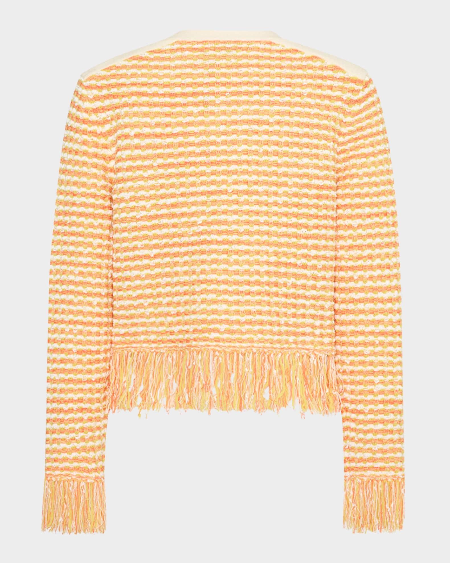 Fringed Tweed Knit Cardigan Jacket Product Image