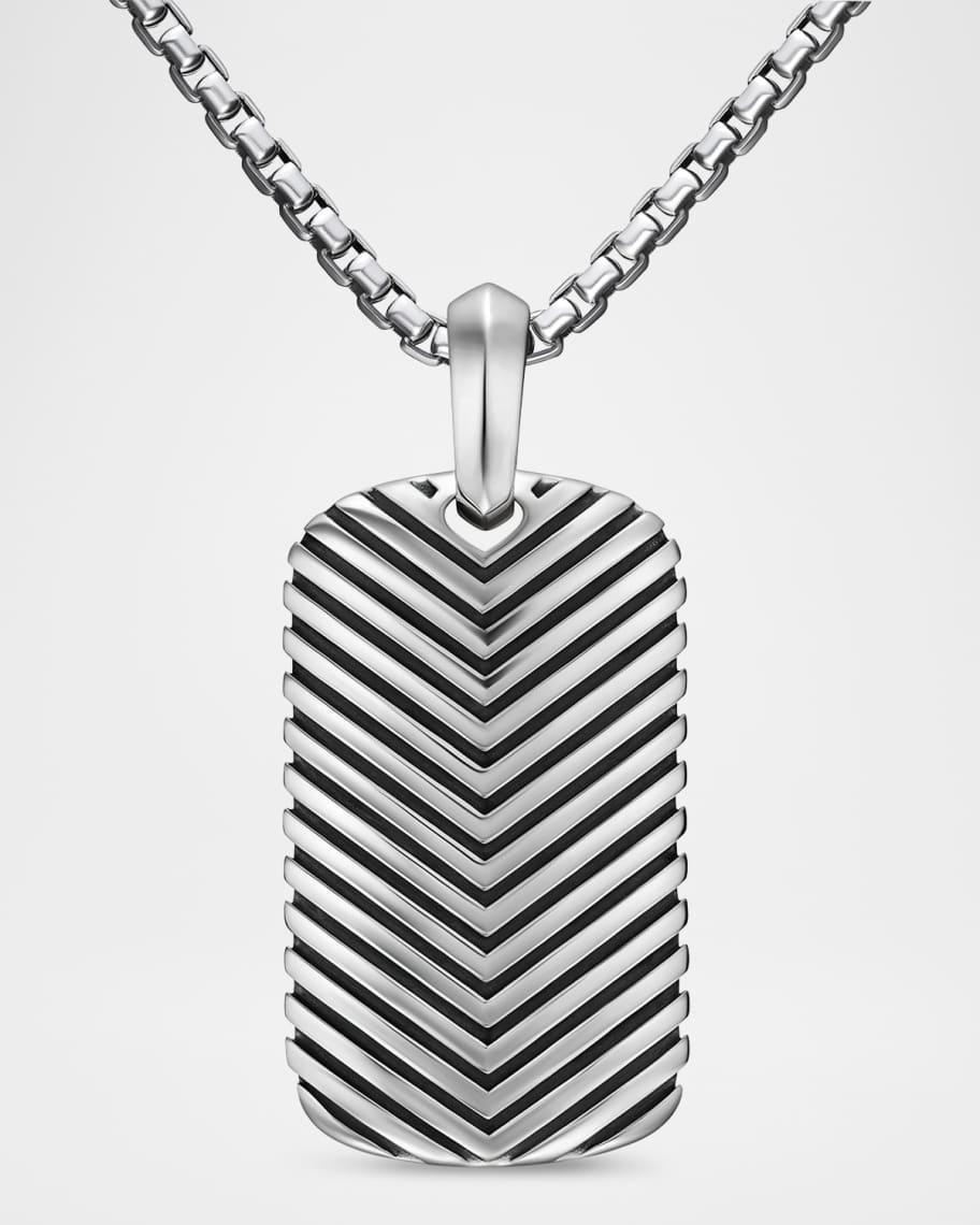 Mens Chevron Tag Enhancer in Silver, 34mm Product Image