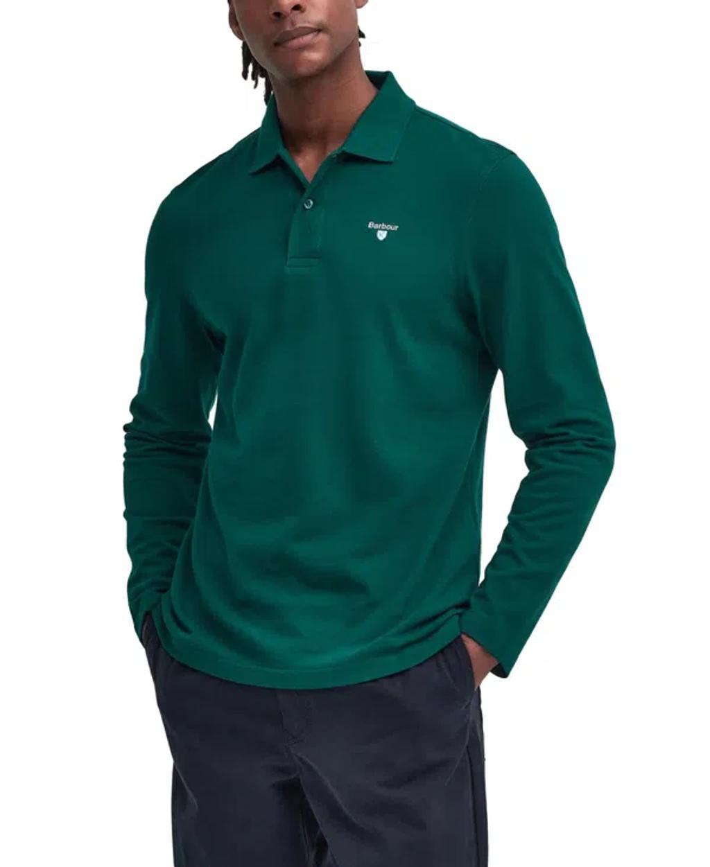 Barbour Mens Original Sports Tailored-Fit Long-Sleeve Pique Polo Shirt Product Image