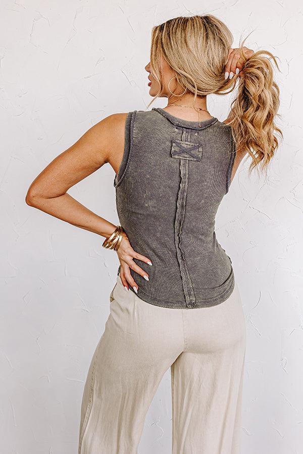 Sunny Delights Ribbed Tank In Army Green Product Image