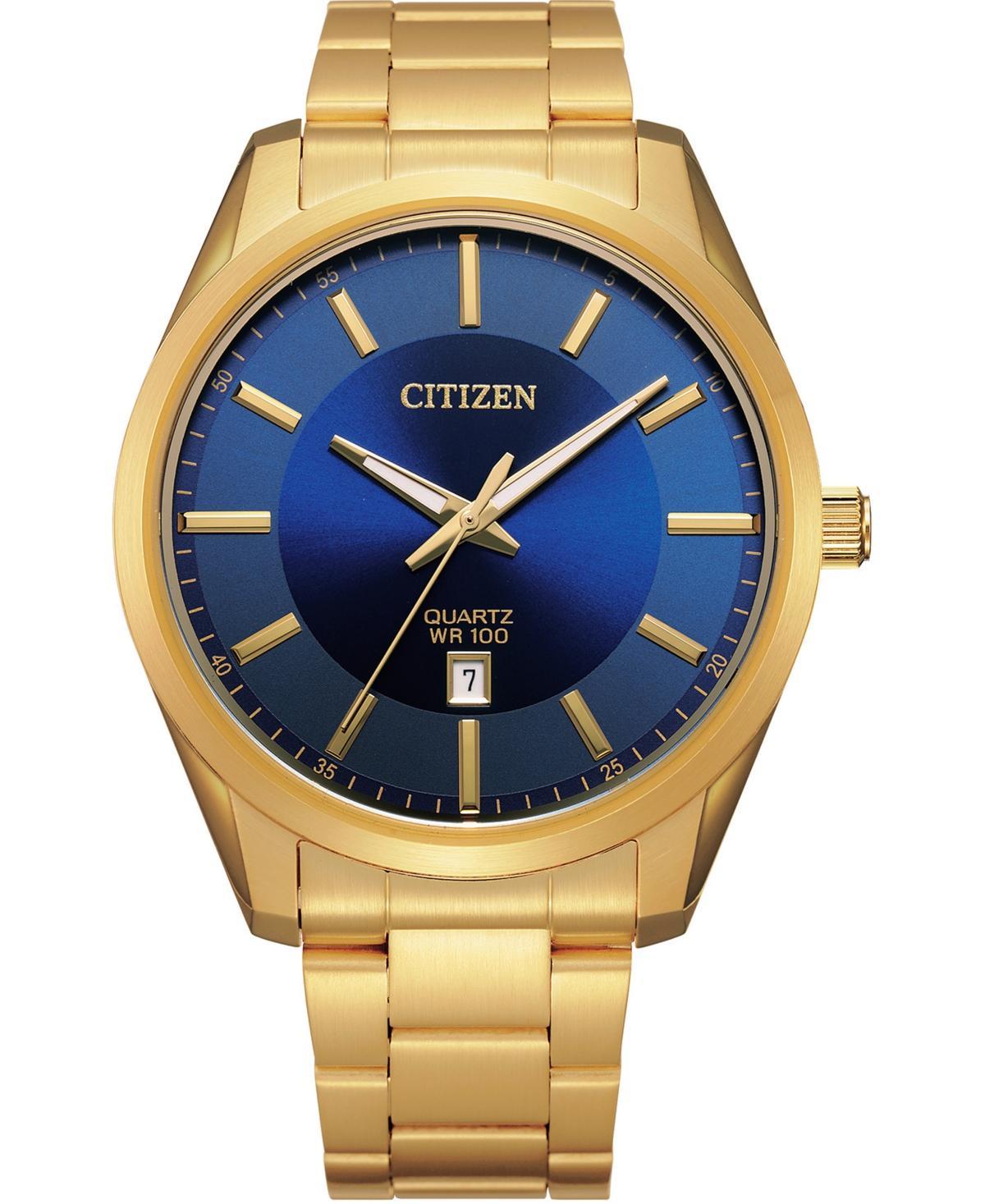 Citizen Men's Gold Tone Stainless Steel Blue Dial Watch - BI1032-58L, Size: Large Product Image