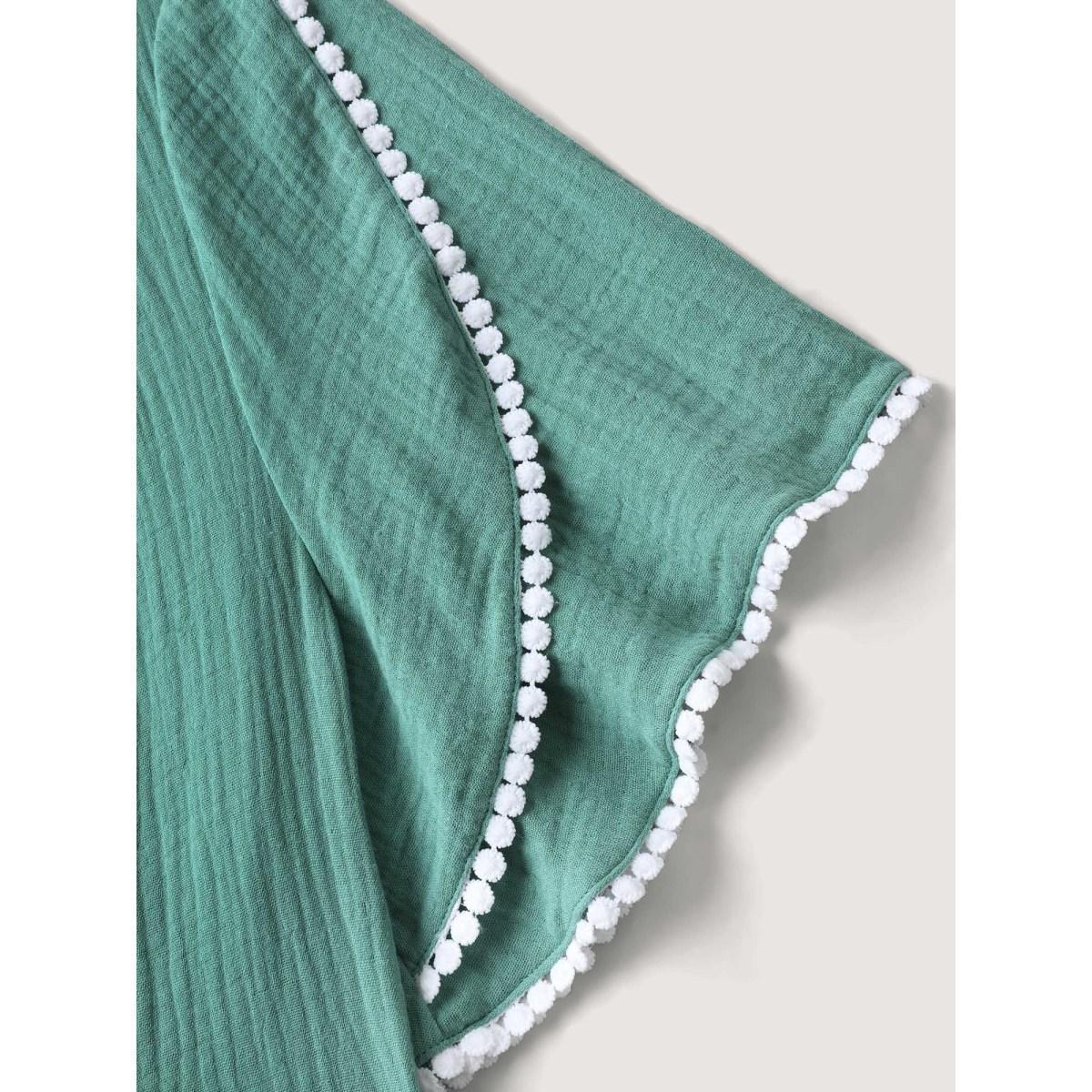 Plus Size Pure Cotton Textured Lace Trim Midi Dress Emerald Women Round Neck Short sleeve Curvy BloomChic 18-20/2X Product Image