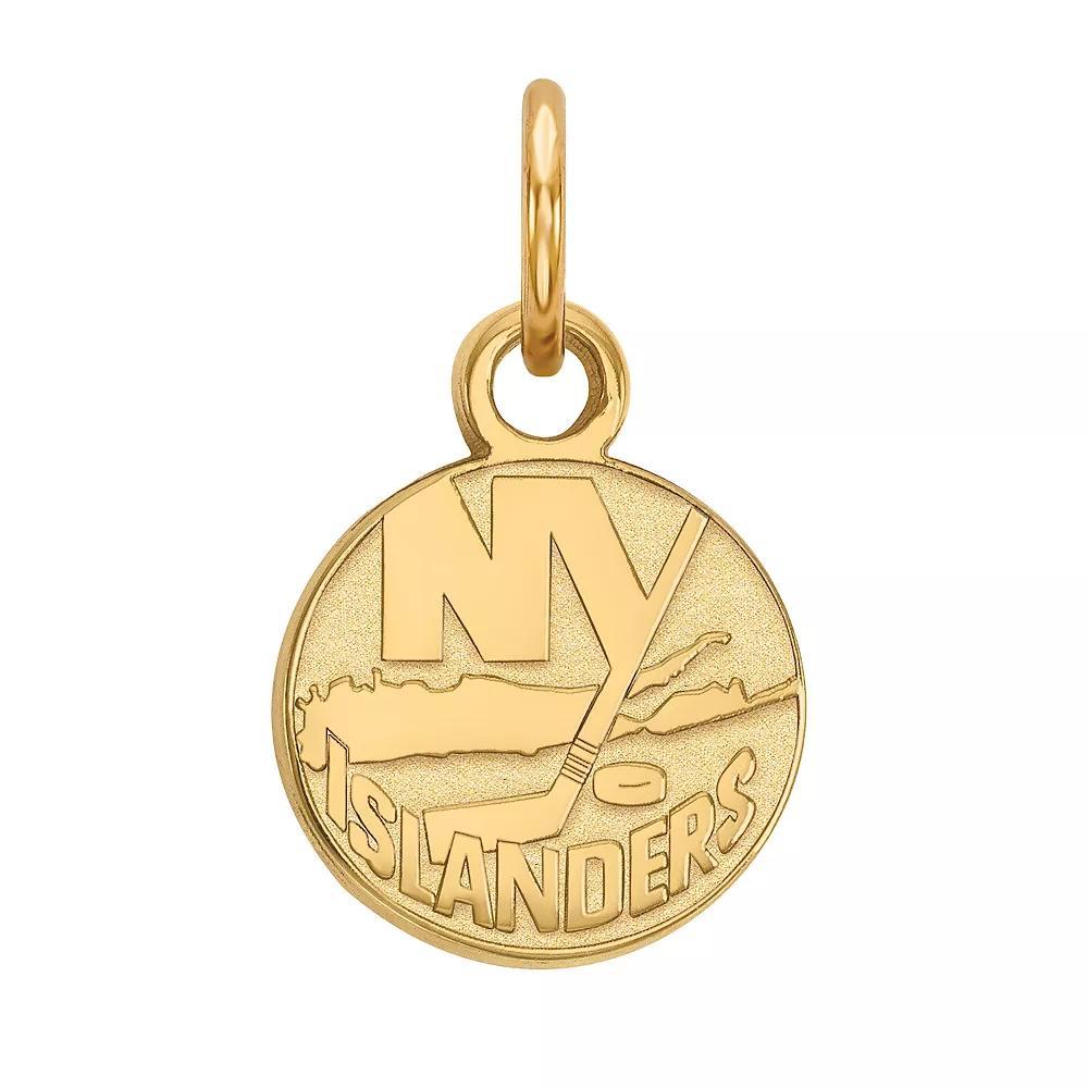 LogoArt New York Islanders Sterling Silver Mini Logo Disc Pendant, Women's, Size: 9MM, Gold Tone Product Image
