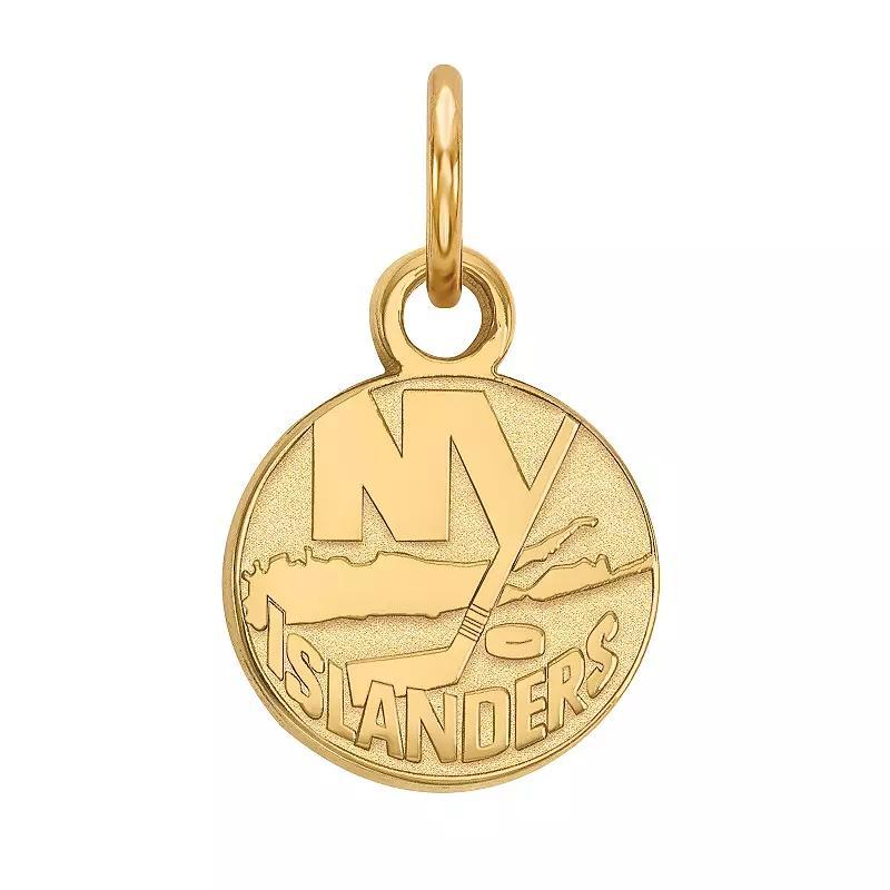 LogoArt New York Islanders Sterling Silver Mini Logo Disc Pendant, Women's, Size: 9MM, Gold Tone Product Image