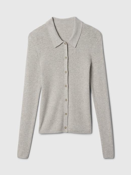 CashSoft Rib Polo Cardigan Product Image