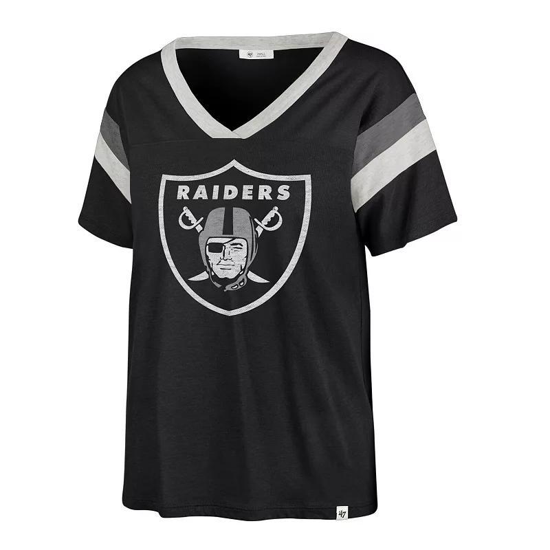 Women's '47 Black Las Vegas Raiders Phoenix V-Neck T-Shirt, Size: Medium, Lvr Black Product Image