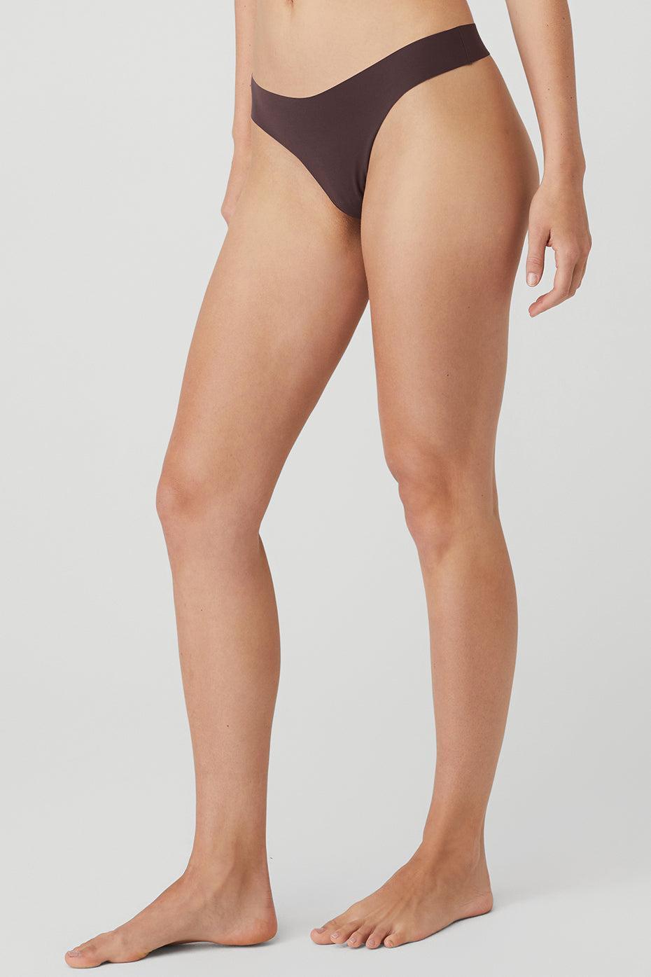 Alo Yoga | Airbrush Invisible Thong Underwear Brown, Size: XS Product Image