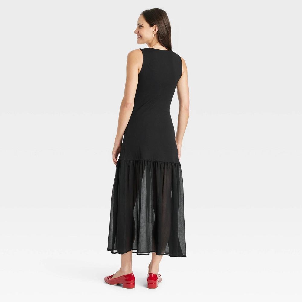 Women's Drop Tier Maxi Dress - A New Day™ Black L Product Image