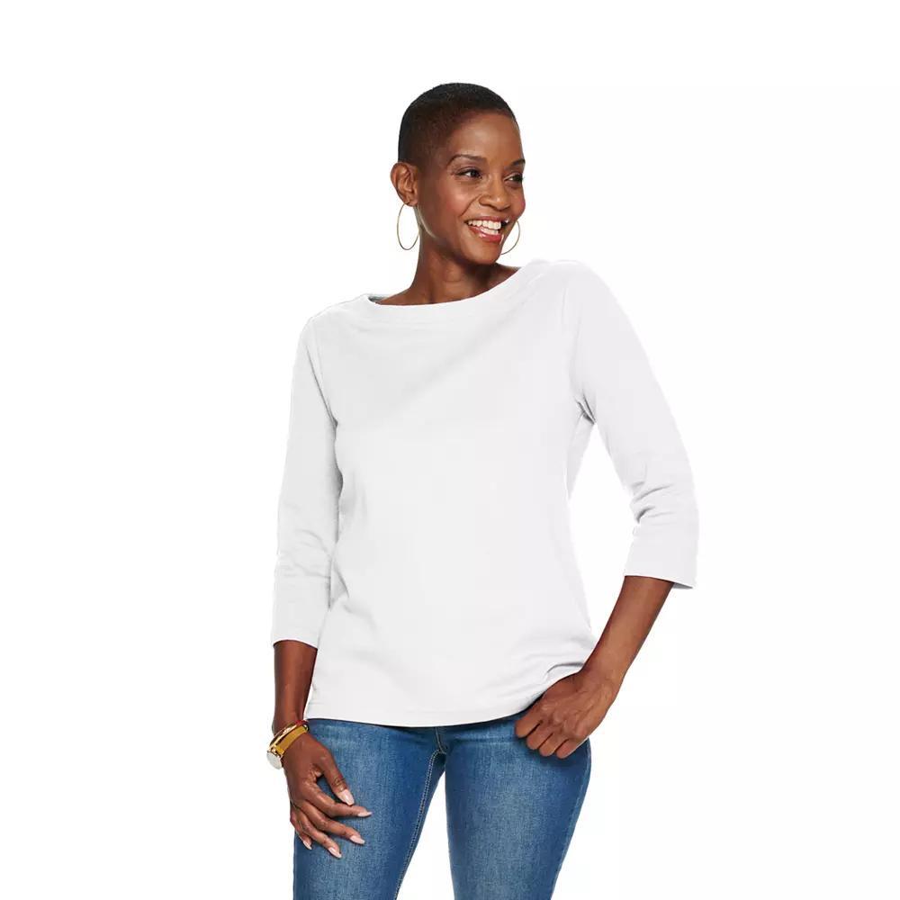 Women's Croft & Barrow® Boatneck Top, Size: Medium, Bright White Product Image