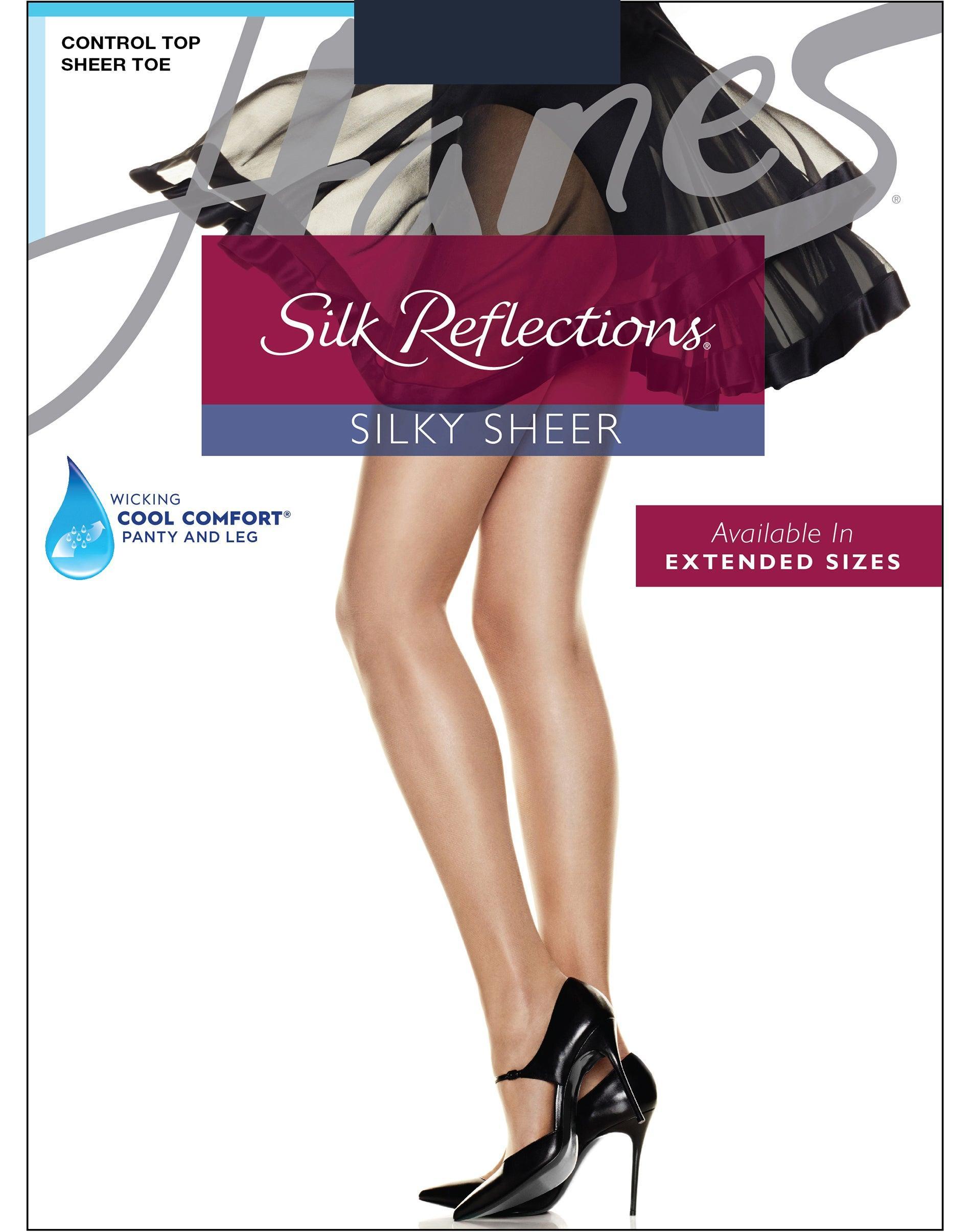 Hanes Silk Reflections Control Top Pantyhose with Sheer Toe Classic Navy EF Womens Product Image