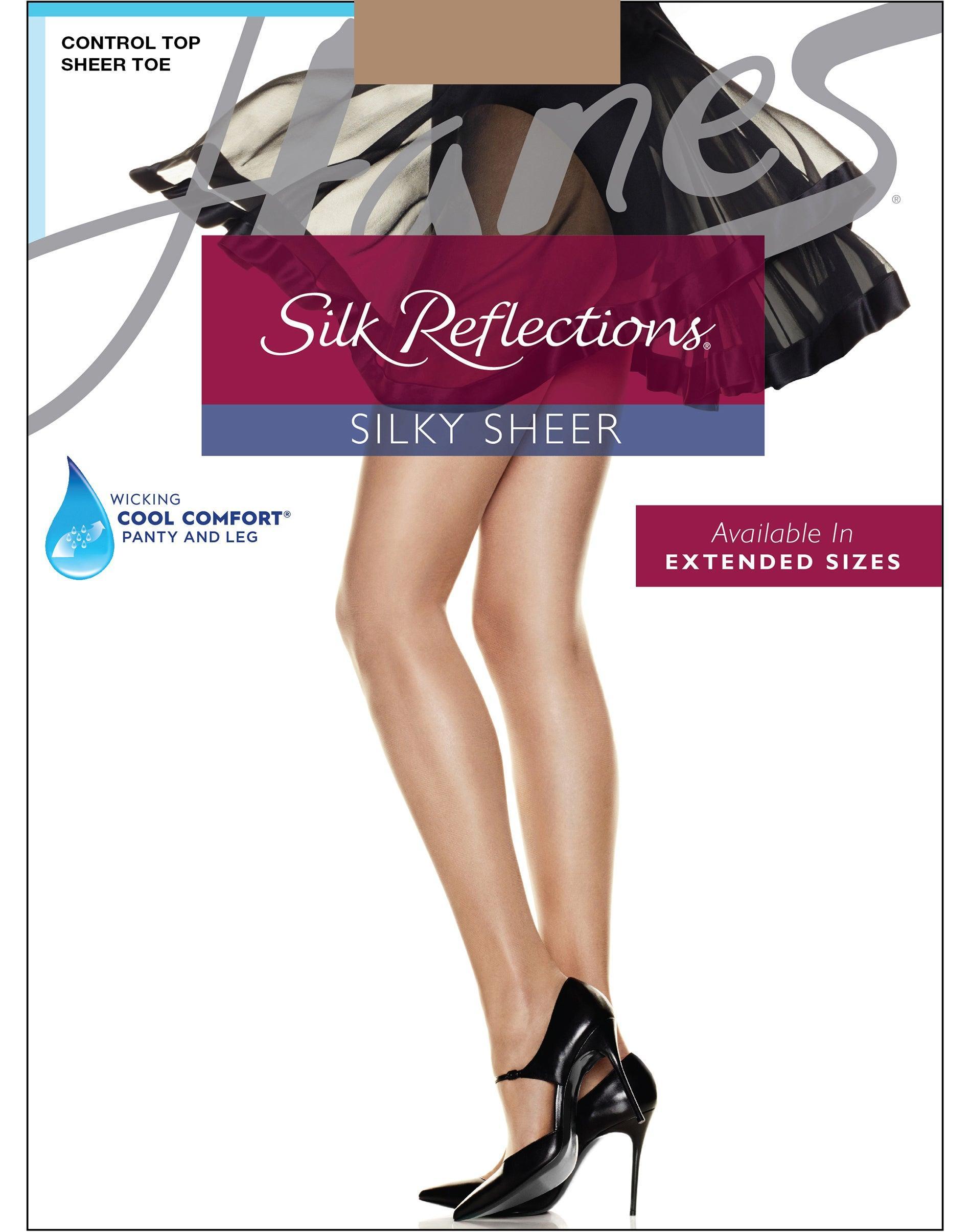 Hanes Silk Reflections Control Top Pantyhose with Sheer Toe Classic Navy EF Womens Product Image