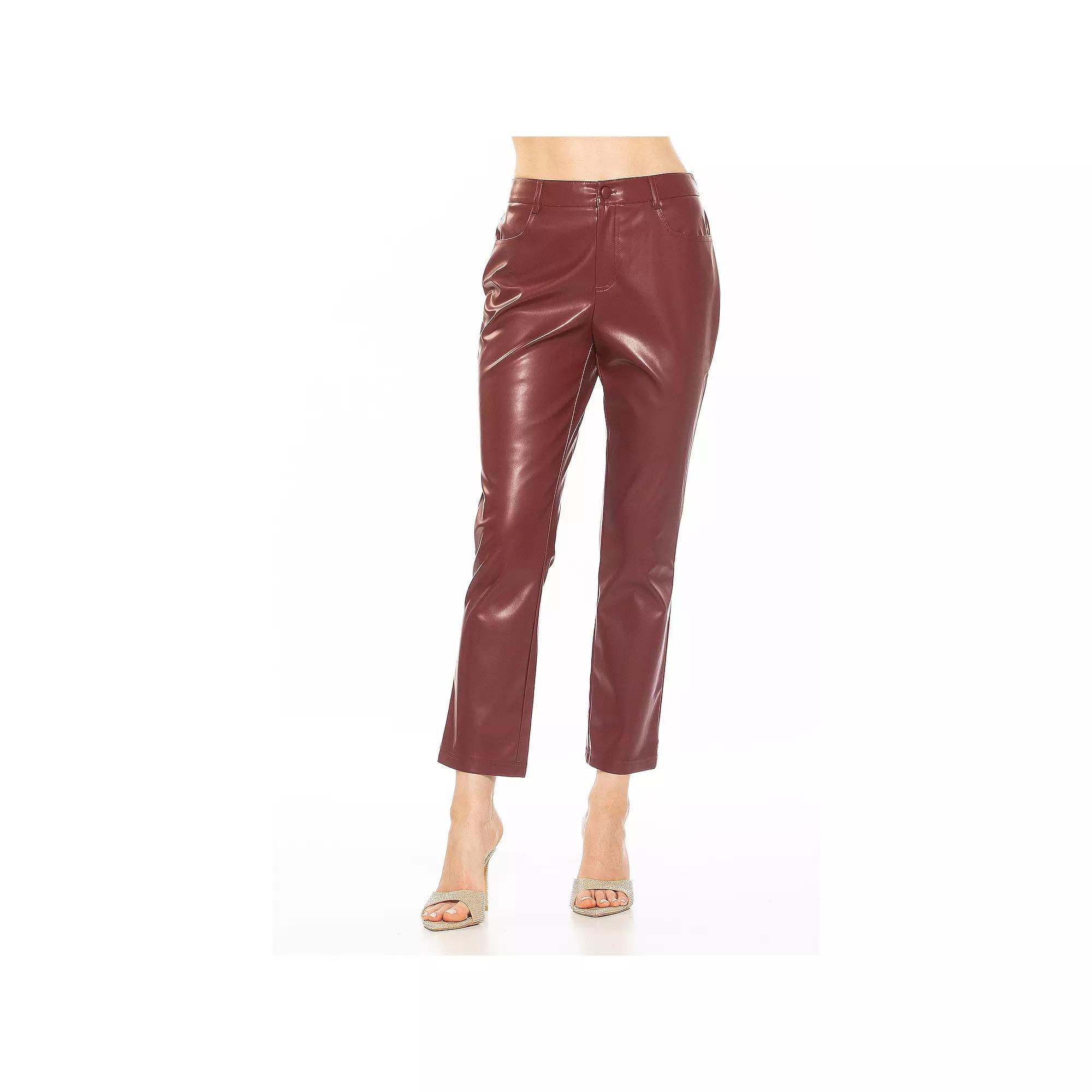 Women's ALEXIA ADMOR Mila Mid Rise Slim Fit Faux Leather Pants, Size: 12, Black Product Image